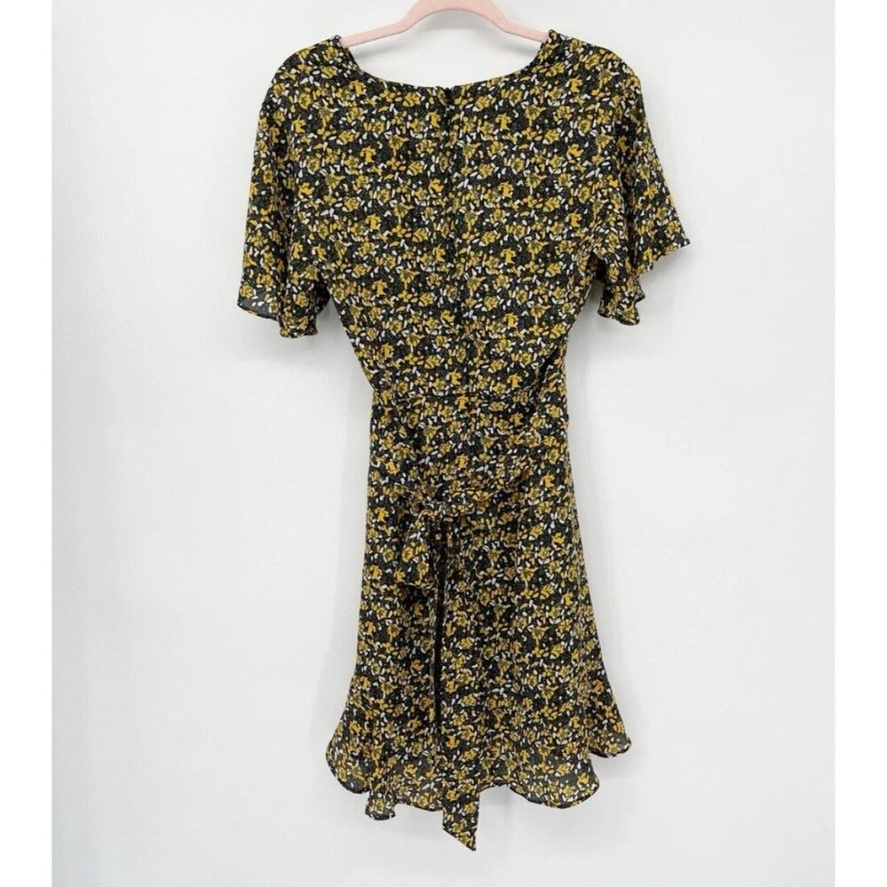 TOPSHOP Yellow & Black "Idol Ditsy" Flutter Sleeve Vneck Mini Tea Dress … - Picture 9 of 9